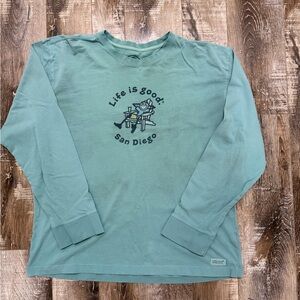 Life Is Good Long Sleeve Tee - Seafoam